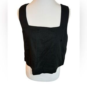 Abercrombie & Fitch Black Linen Blend Square Neck Crop Tank Top Size Small